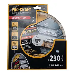 Сегментний алмазний диск 230×2.6×22.23 мм по керамограніту Procraft DS230