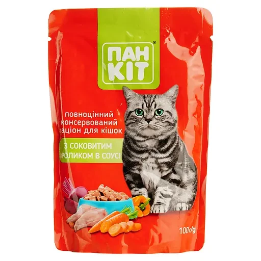 Вологий корм Пан Кот з соковитим кроликом в соусі, 100 г, фото 1