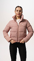 Женская куртка Nike Найк пудровая утеплённая короткая демисезонная из плащевой ткани