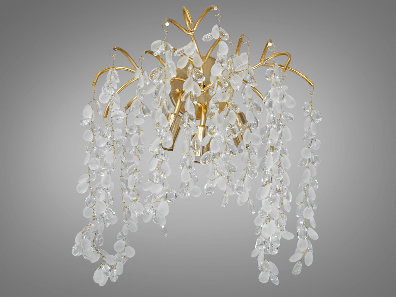 Бра Diasha 603-3W GD "Гліцинія" настінний кришталевий світильник у золотому кольорі, 3 лампи E14, фото 1