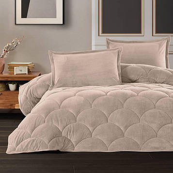 Ковдра двостороння велсофт + бавовна 195×215 см євро, легка, тепла, гіпоалергенна м'яка Туреччина Сlasy