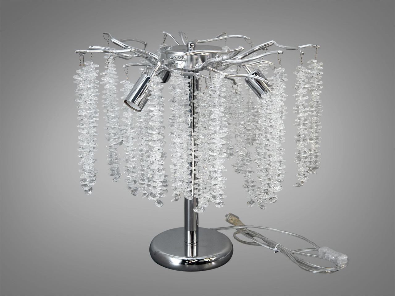 Настільна лампа Diasha 605-3T CH "Гліцинія" кришталева лампа на металевій основі, 3 лампи E14, фото 1