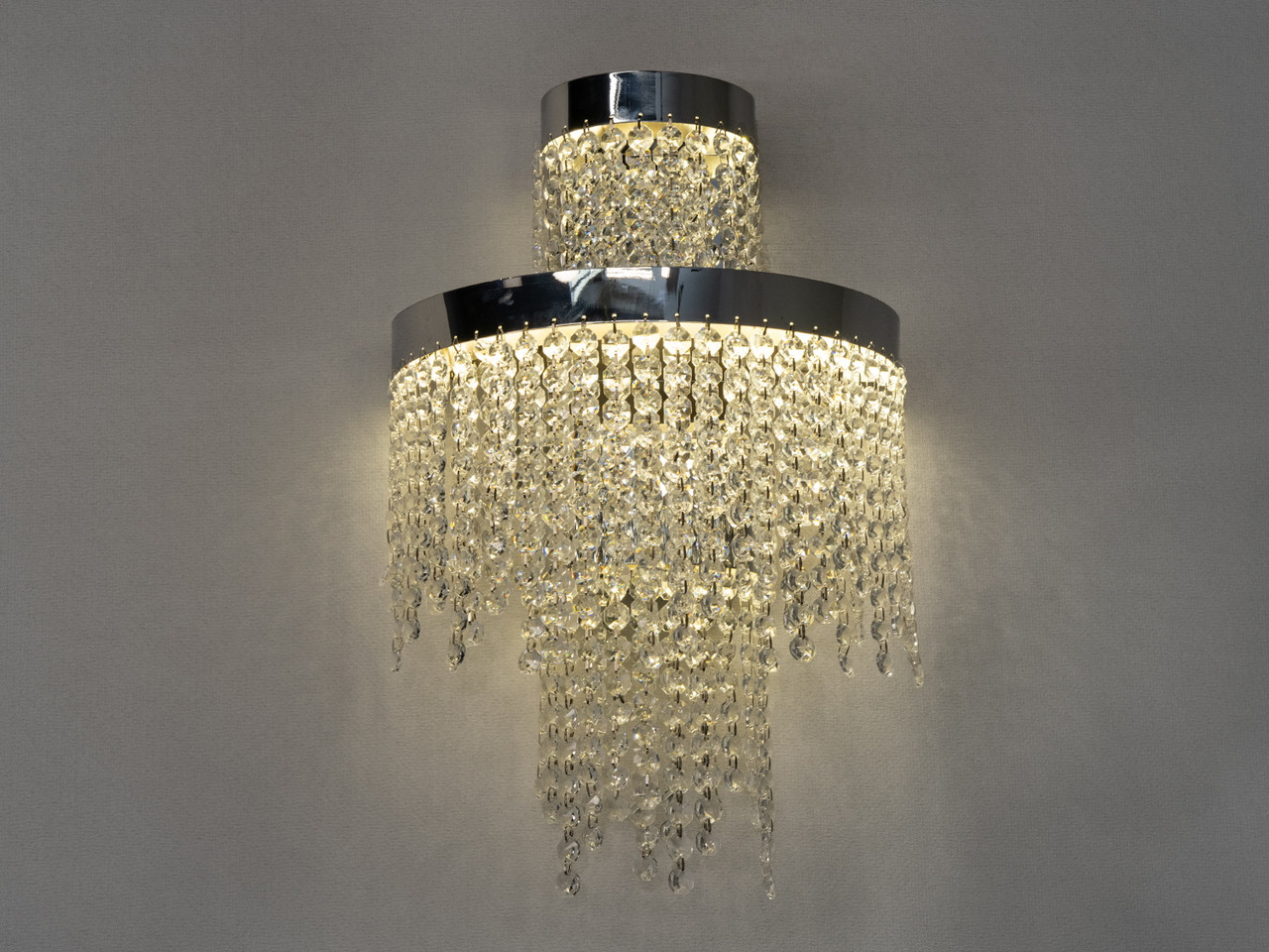 Настінний кришталевий світильник Diasha 376-BCH LED-модель у хромі, потужність 28 Вт, висота 45 см, фото 1