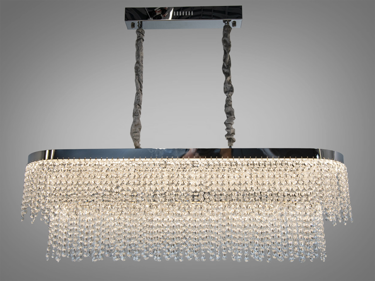 Овальна кришталева люстра Diasha 376-L1000x300CH LED-модель з потужністю 250 Вт, завдовжки 99 см і каскадним блиском, фото 1