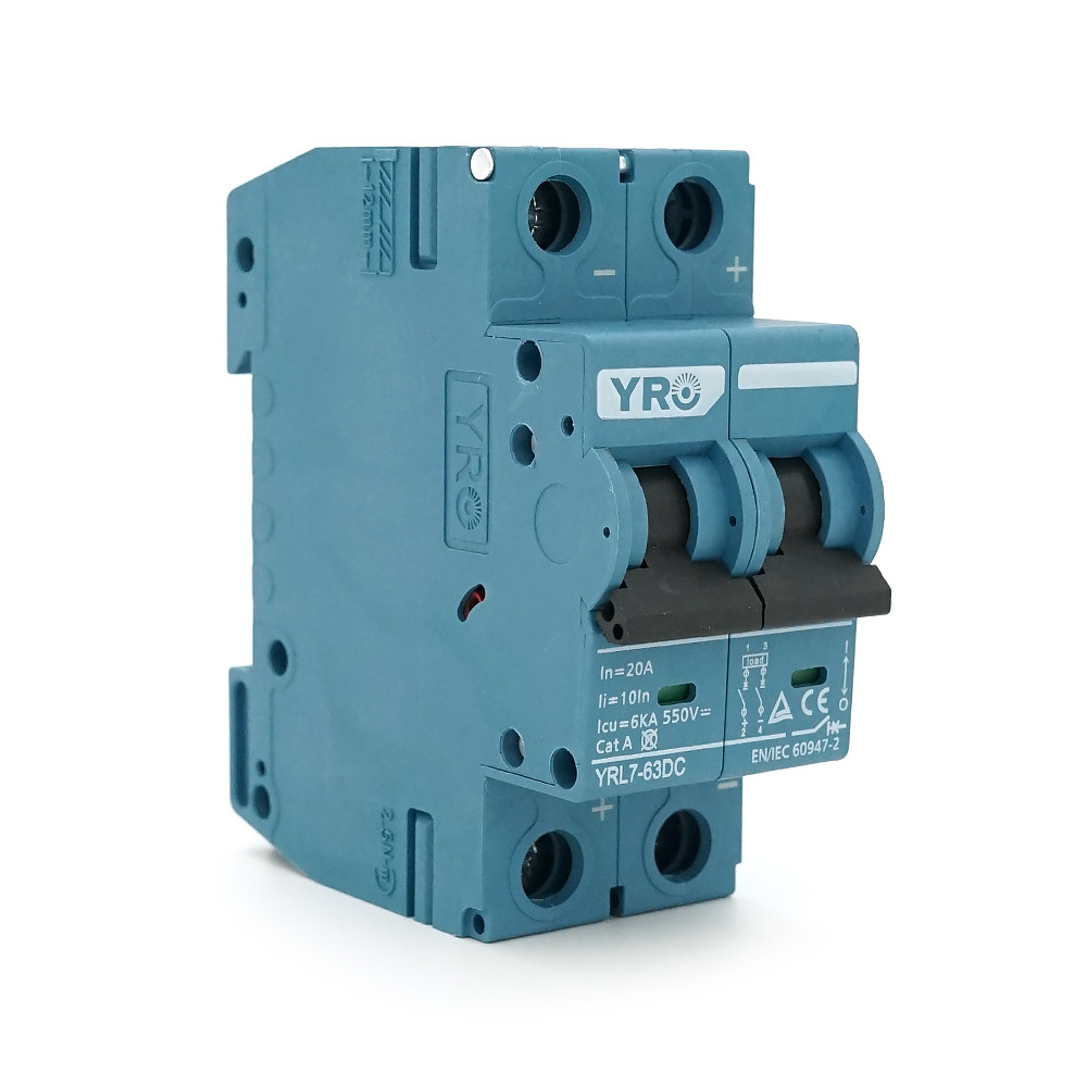 Автоматичний вимикач постійного струму YRO YRL7-63DC 2P 20A DC550V 6kA, DIN, 77*35*81mm, фото 1