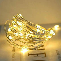 Світлодіодна гірлянда «Крапля роси» 50 LED, 5 метрів, тепле біле світло, на батарейках, декоративна мідна гірлянда для дому, фото 2