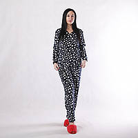 Піжама жіноча махрова тепла в горошок 52-64р.