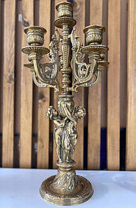 Канделябр на 6 свічок "2 ангела" з латуні 27х50 см Stilars Італія 1122