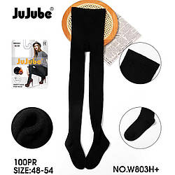 Жіночі чорні колготи з вовною Полу Батал Розміри: 48-54 (30272)