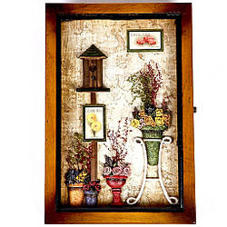 Ключниця настінна дерев'яна "Квітковий інтер'єр"