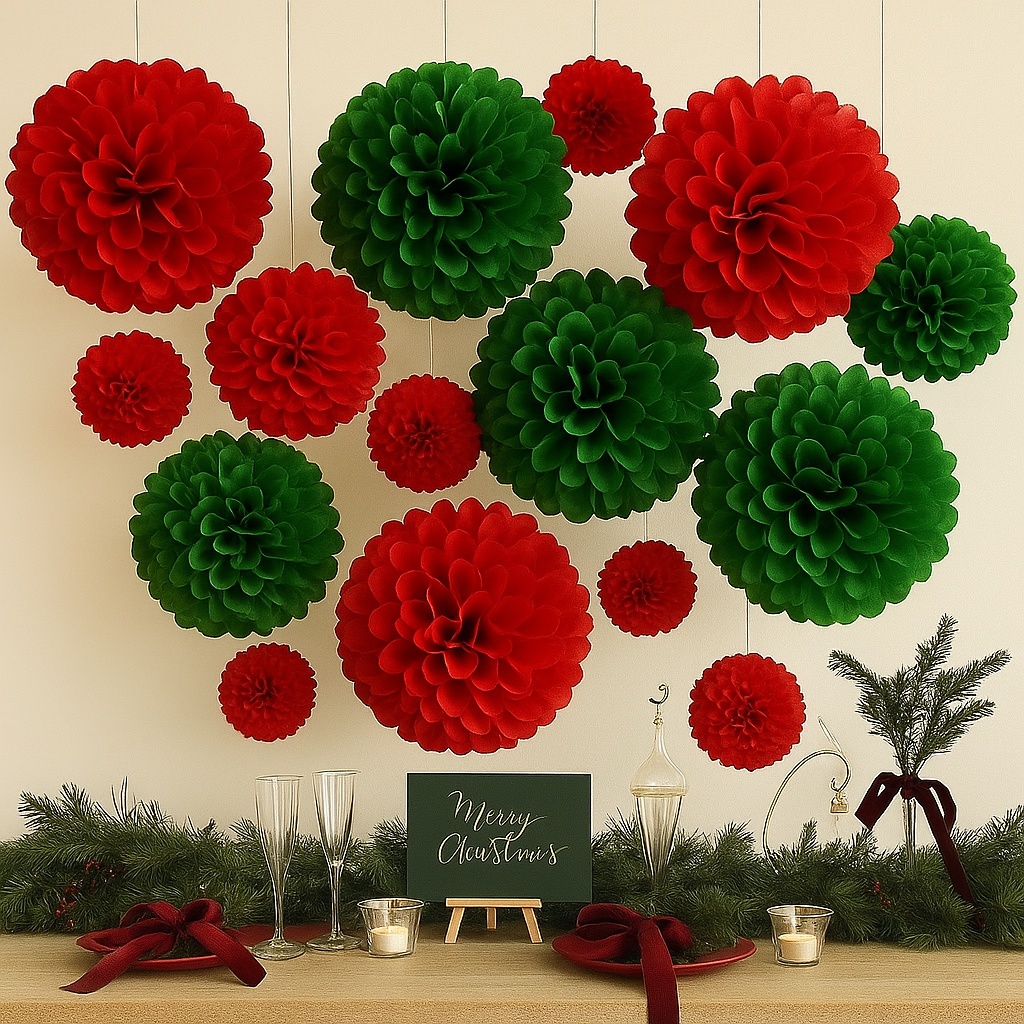 Набір декору Новорічний New Year's story Pom-Poms, 14 шт, фото 1