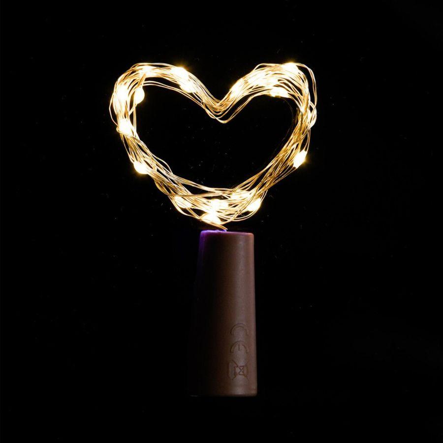 LED-гірлянда “Пробка” 2 м, 20 LED, на батарейках, тепле жовте світло, фото 1