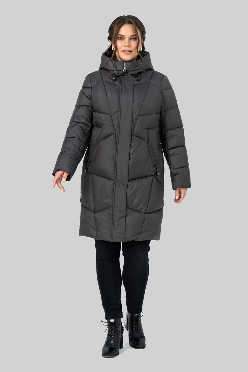 Пальто - пуховик Мілорі 50 графіт, фото 1