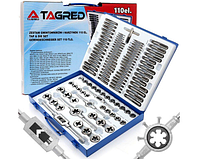 Універсальний набір TGREDTA4016 на 110 предметів: позначники, плашки, воротки та клупи для точного нарізання метричної різі М2-М18