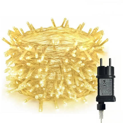 Світлодіодна гірлянда 220V, 400 LED, 40 м, тепле біле світло, гнучкий білий провід, вулична та інтер’єрна ілюмінація для дому, фото 1