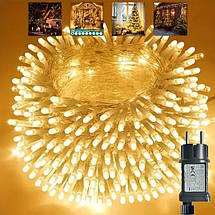 Світлодіодна гірлянда 220V, 400 LED, 40 м, тепле біле світло, гнучкий білий провід, вулична та інтер’єрна ілюмінація для дому, фото 2