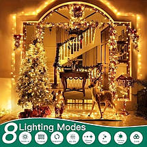 Світлодіодна гірлянда 220V, 400 LED, 40 м, тепле біле світло, гнучкий білий провід, вулична та інтер’єрна ілюмінація для дому, фото 4