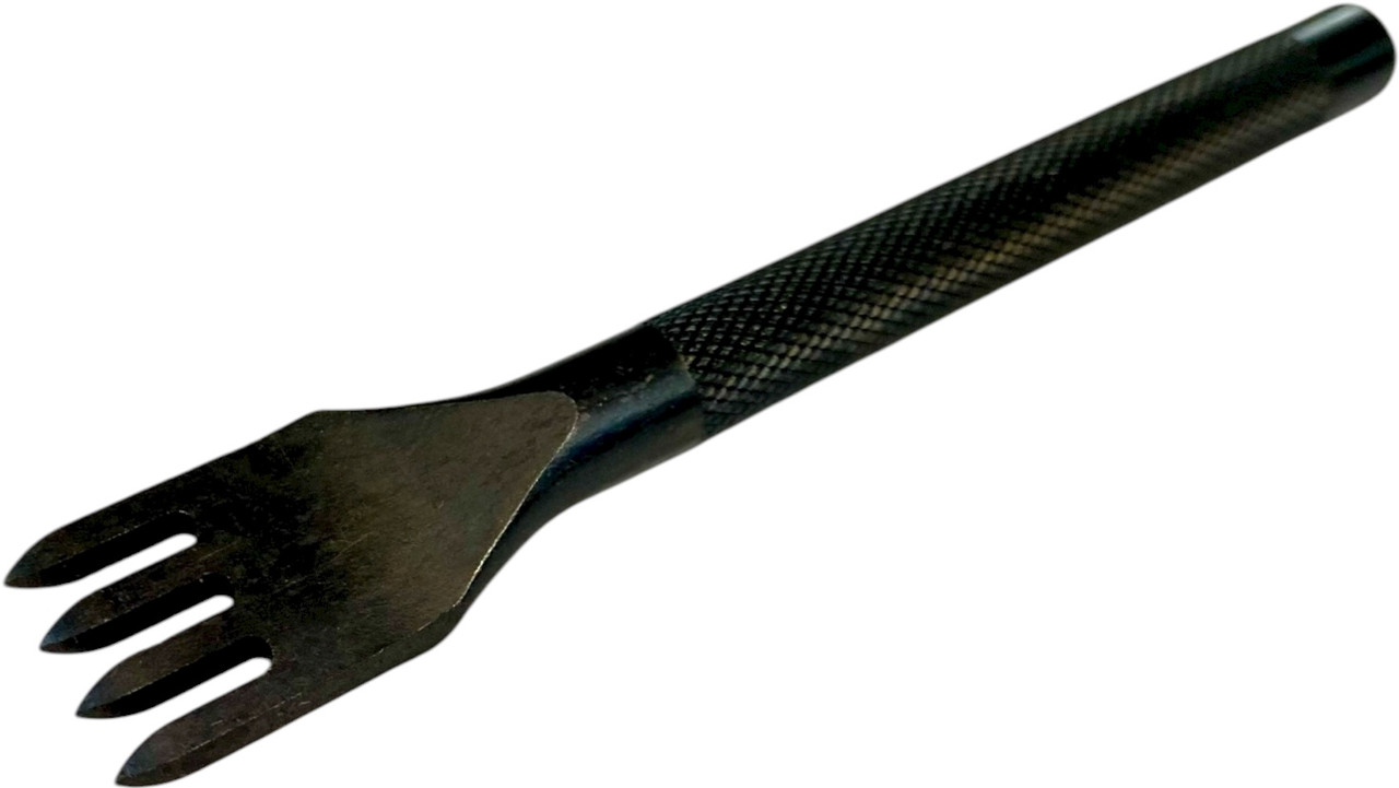 Просічка-вилка, металевий шаговий пробійник для шкіри (інструмент для перфорації) на 4 отвір, фото 1