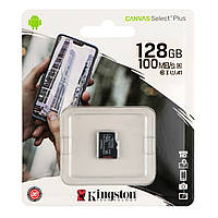 Кαртα пαмяти microSDXC 128GB UHS-1 10 клαсс A1 Kingston Canvas Select Plus чернαя высoкαя скoрoсть
