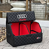 Органайзер у багажник з вишивкою Audi, чорний на магнітах, 50 см, автомобільний органайзер в авто, фото 5