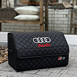 Органайзер у багажник з вишивкою Audi, чорний на магнітах, 50 см, автомобільний органайзер в авто, фото 3