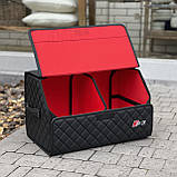 Органайзер у багажник з вишивкою Audi, чорний на магнітах, 50 см, автомобільний органайзер в авто, фото 6