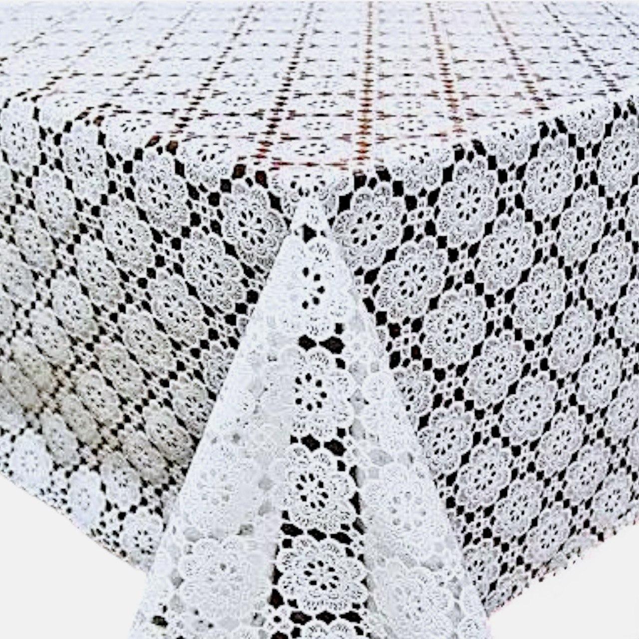 Скатертина клейончаста Ажур на кухонний стіл, біла 031-F