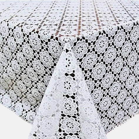 Скатертина клейончаста Ажур на кухонний стіл, біла 031-F, фото 1