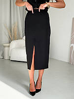 Женская Merlini Гроссо классическая юбка с разрезом черная удобный фасон качественный материал