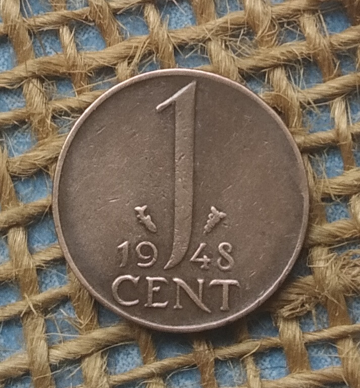 1 цент 1948 року. Нiдерланди, фото 1