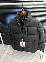 Мужская зимняя куртка Moncler Монклер черная утепленная фабричная Турция модель JakMCLn013