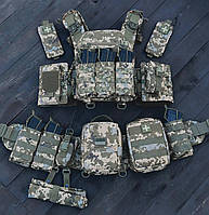 Мужская плитоноска PRO Кордура мультикам с 12 подсумками и системой быстрого скидания