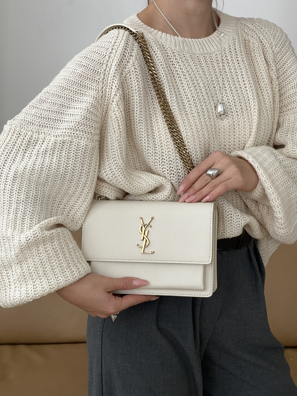 Сумка жіноча Yves Saint-Laurent Молочний, фото 1