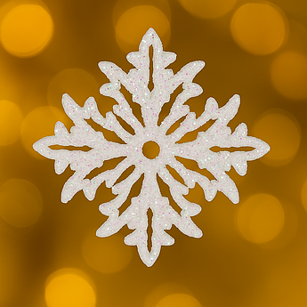 Новорічна підвіска | Сніжинка квадратна 6 см | прикраса на ялинку біла з гліттером | набір 10 ш