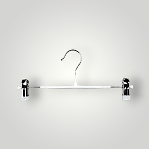 Плечики тремпеля з прищіпками 30 см в силіконі білі вішалки для штанів та спідниць метал уп.10 шт