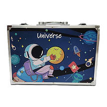 Набір для малювання Universe 145 предметів у металевому кейсі з ручкою, професійний художній набір для малювання, фото 4