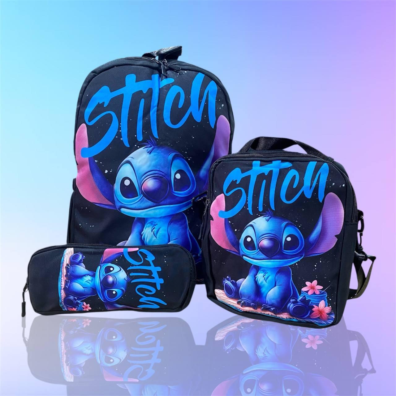 💙Набір 3в1 "Стіч" Stitch: дитячий яскравий рюкзак, сумка та пенал, для хлопчика та дівчинки, Чорно-синій, фото 1
