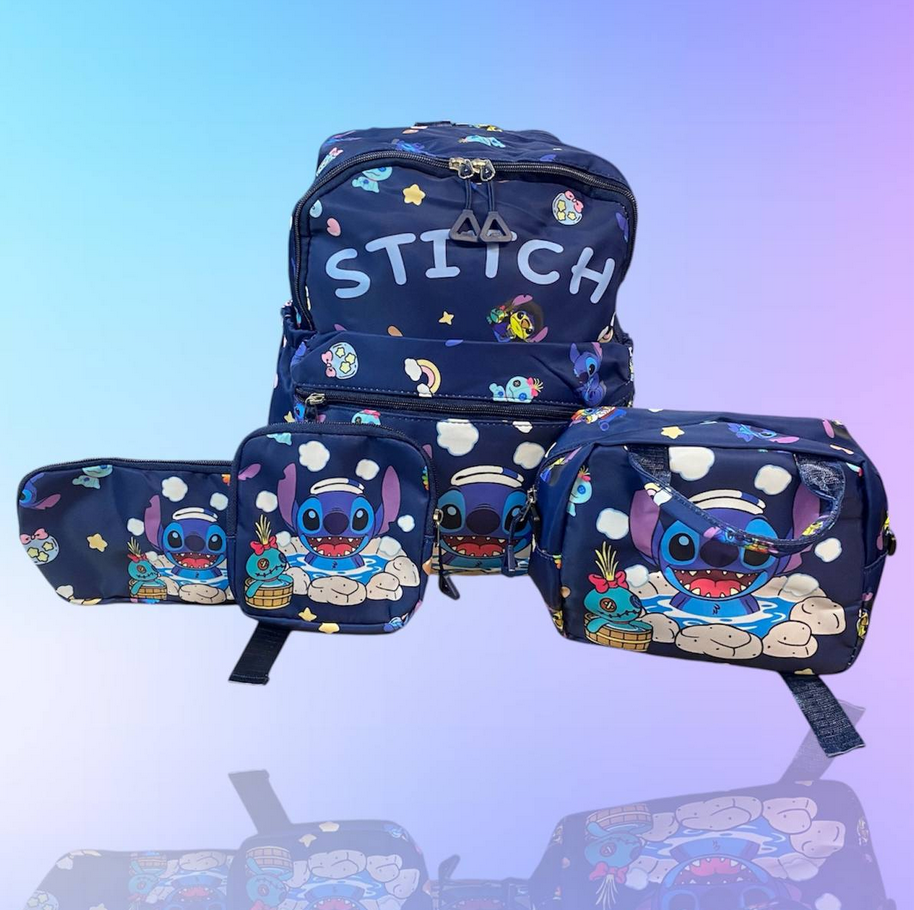 💙Набір 4в1 "Стіч" Stitch: дитячий яскравий рюкзак, сумка, пенал та ключниця, для хлопчика та дівчинки, Синій, фото 1