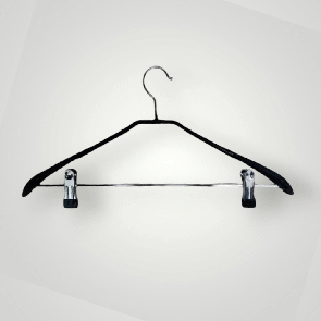 Вішачки плечики з прищіпками  42 см  тремпеля металеві в силіконі посилені чорні  упаковка