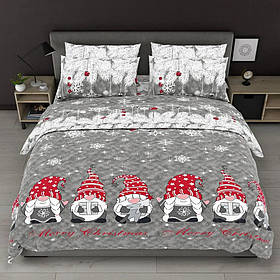 Постільна білизна Євро 200х220 Гноміки на сірому (518323-3) Бязь Ранфорс з бавовни