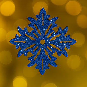 Новорічна підвіска Сніжинка квадратна 6 см | синя прикраса на ялинку з гліттером | набір 10 шт