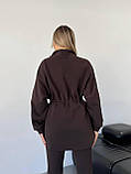 Коричнева жіноча тепла оверсайз толстовка/кофта на флісі з регульованою талією, фото 6