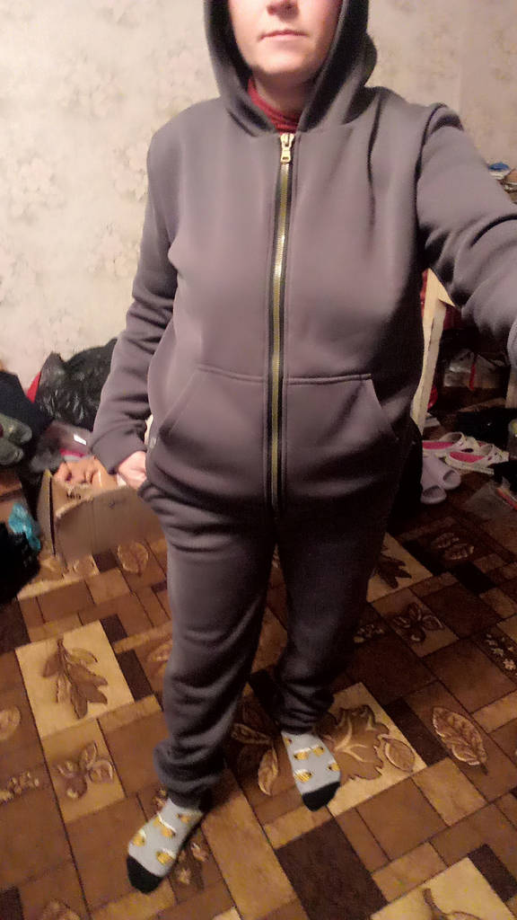 Теплий костюм тринітка зимовий жіночий на флісі прогулянковий спортивний костюм з однотонним капюшоном - фото покупців 2