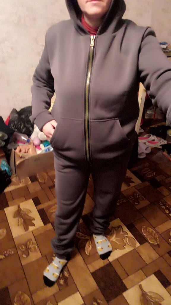 Теплий костюм тринітка зимовий жіночий на флісі прогулянковий спортивний костюм з однотонним капюшоном - фото покупців 3