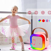 Міні-дитяче караоке K12 з 2 мікрофонами, вбудованою колонкою та LED-підсвічуванням, портативна караоке-система для дітей, фото 4