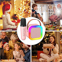 Міні-дитяче караоке K12 з 2 мікрофонами, вбудованою колонкою та LED-підсвічуванням, портативна караоке-система для дітей, фото 5