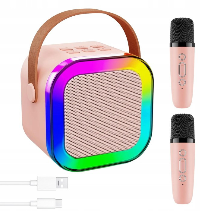 Міні-дитяче караоке K12 з 2 мікрофонами, вбудованою колонкою та LED-підсвічуванням, портативна караоке-система для дітей