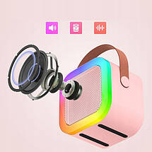 Міні-дитяче караоке K12 з 2 мікрофонами, вбудованою колонкою та LED-підсвічуванням, портативна караоке-система для дітей, фото 3