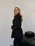 Чорна жіноча тепла оверсайз толстовка/кофта на флісі з регульованою талією, фото 6