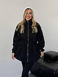 Чорна жіноча тепла оверсайз толстовка/кофта на флісі з регульованою талією, фото 5
